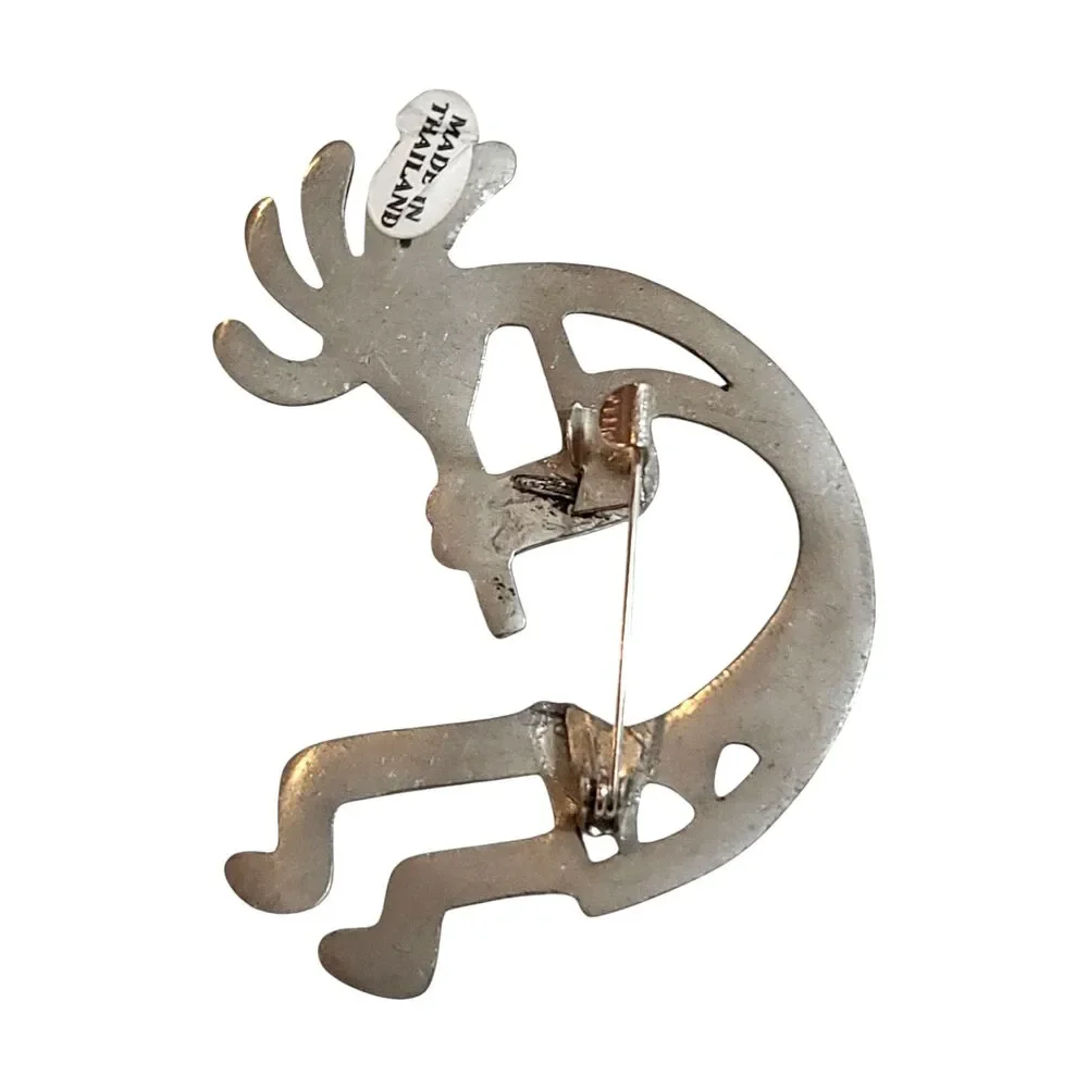 Vintage Metal Aztec Kokopelli Brooch Pin made in Thailand